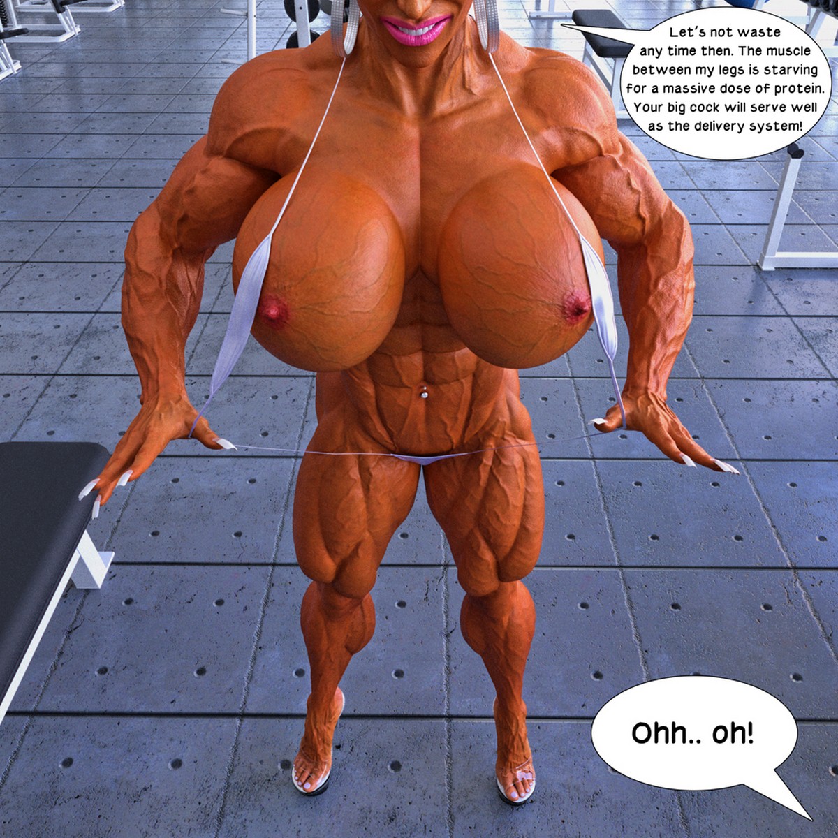 Massive futanari cock muscular woman