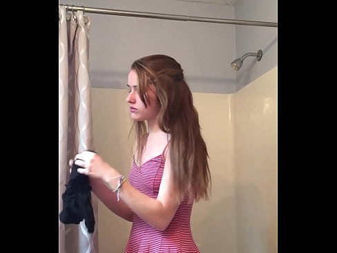 Real teen pink dress showering full